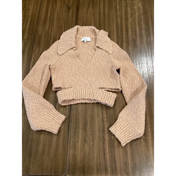 L'Academie Marianna Hewitt Imani Boucle Knit Pullover Crop Sweater Beige XS - Picture 4 of 8